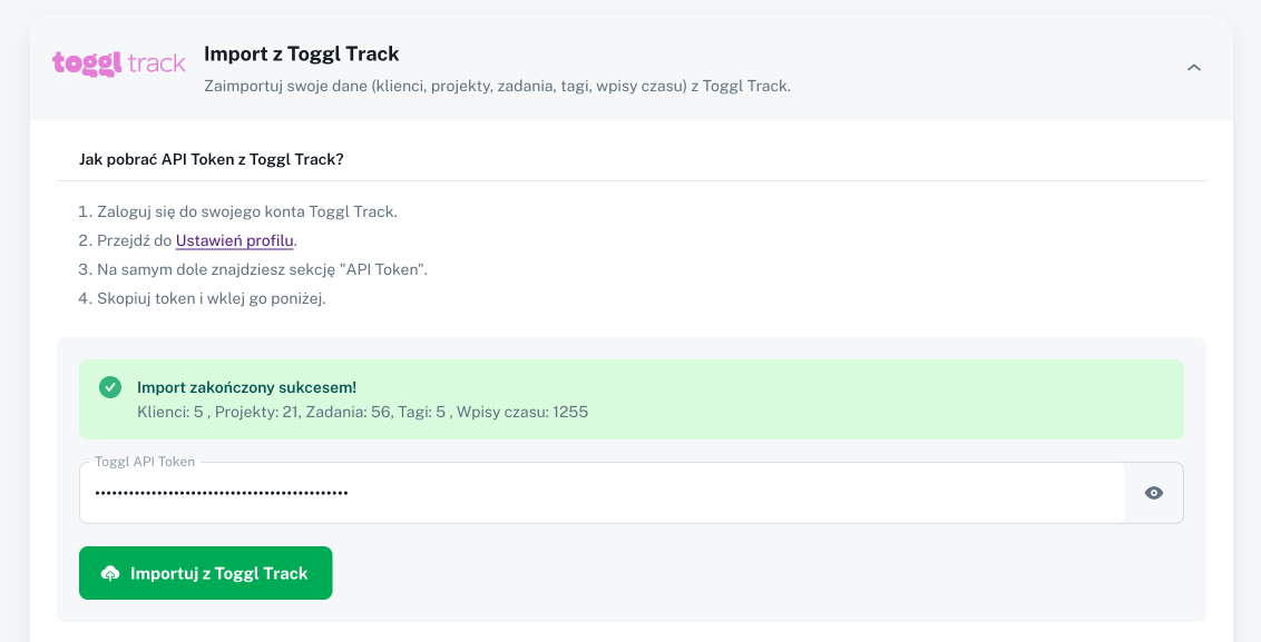 Import danych z Toggl Track do WorkClocker jednym kliknięciem