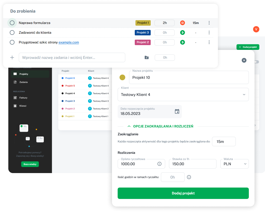Zarządzanie projektami i zadaniami w WorkClocker